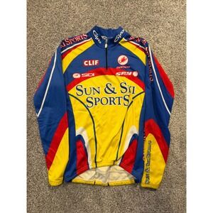 Sun & Ski Sports Cycling Jersey Mens M* Multi Color Long Sleeve Sponsor Graphic*